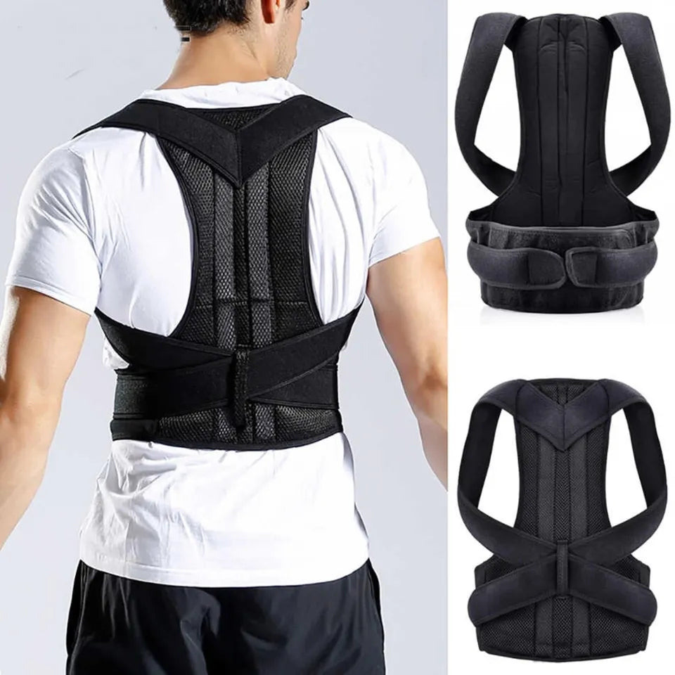 Adjustable DGN Mart posture corrector belt for men and women providing back support and pain relief, shown worn on a person.