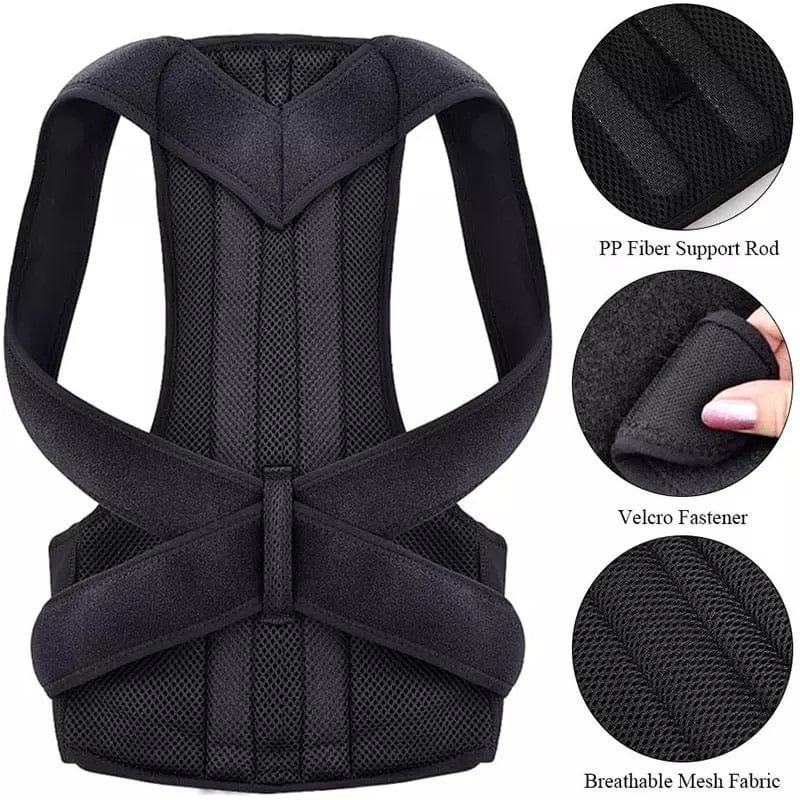 Adjustable DGN Mart posture corrector belt for men and women providing back support and pain relief, shown worn on a person.