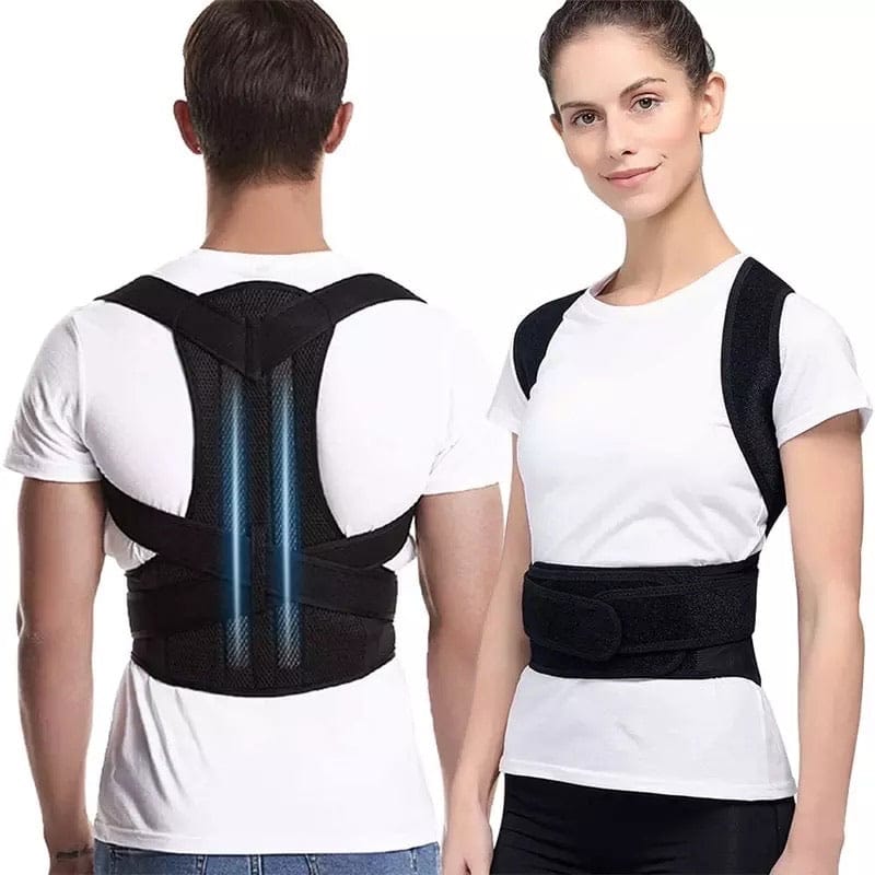 DGN Mart adjustable posture corrector belt for men and women, providing back support and pain relief, shown worn over clothing.