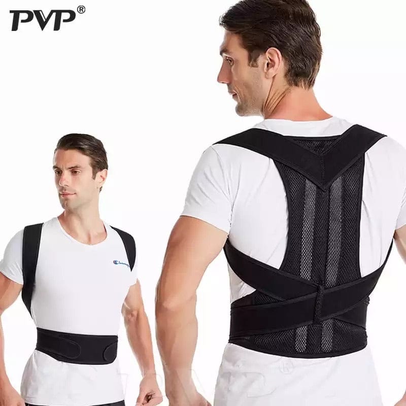 Adjustable DGN Mart posture corrector belt for men and women providing back support and pain relief, shown on a person wearing it.