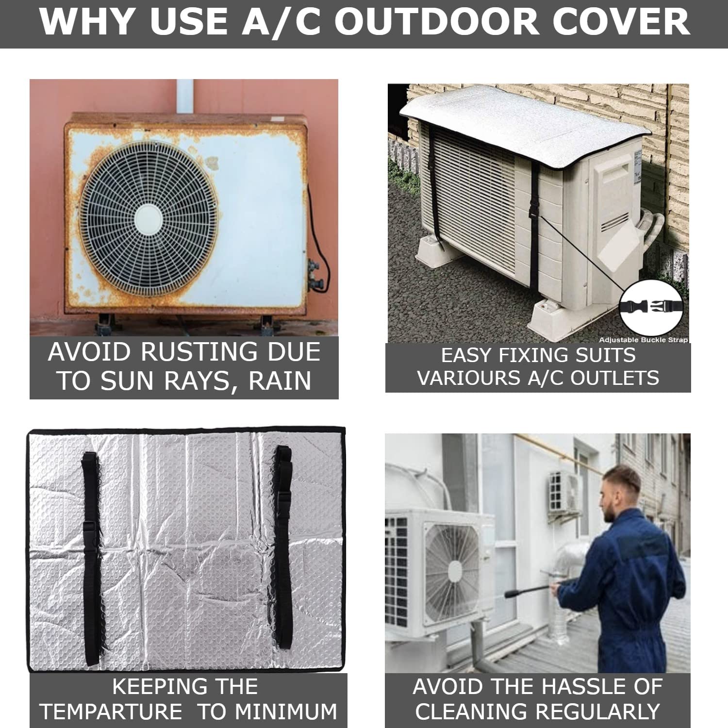 AC Outer Heat Protection Sheet – Aluminium Coated Sun Reflective Cover