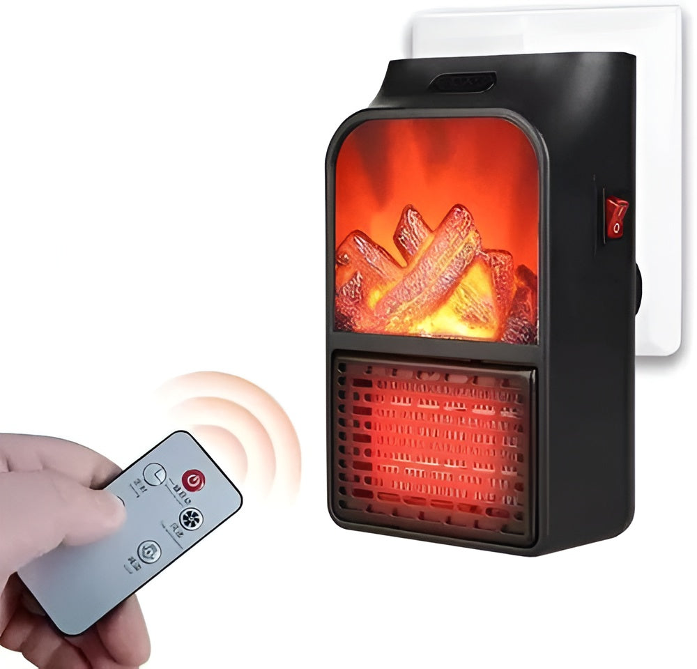 Flame Heater 1000W – Portable Electric Plug-in Room Heater with Flame Effect & Remote Control - DGN Mart
