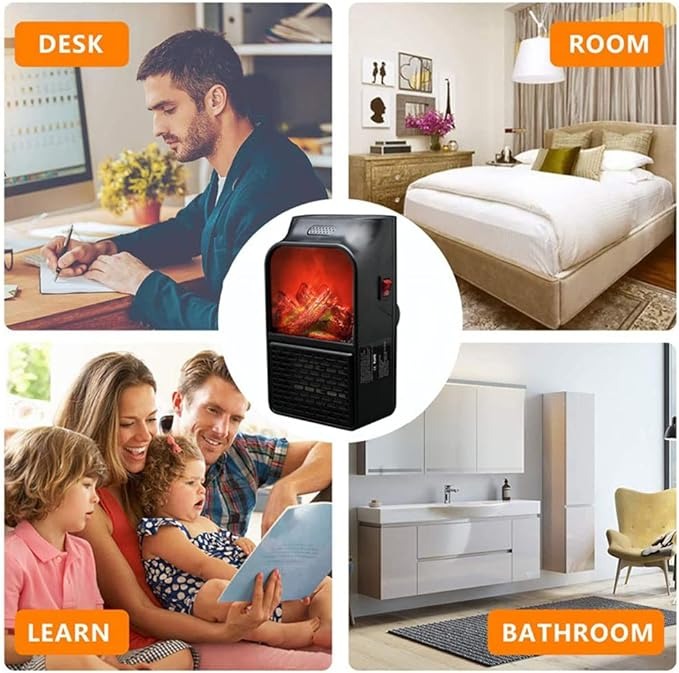 Flame Heater 1000W – Portable Electric Plug-in Room Heater with Flame Effect & Remote Control - DGN Mart
