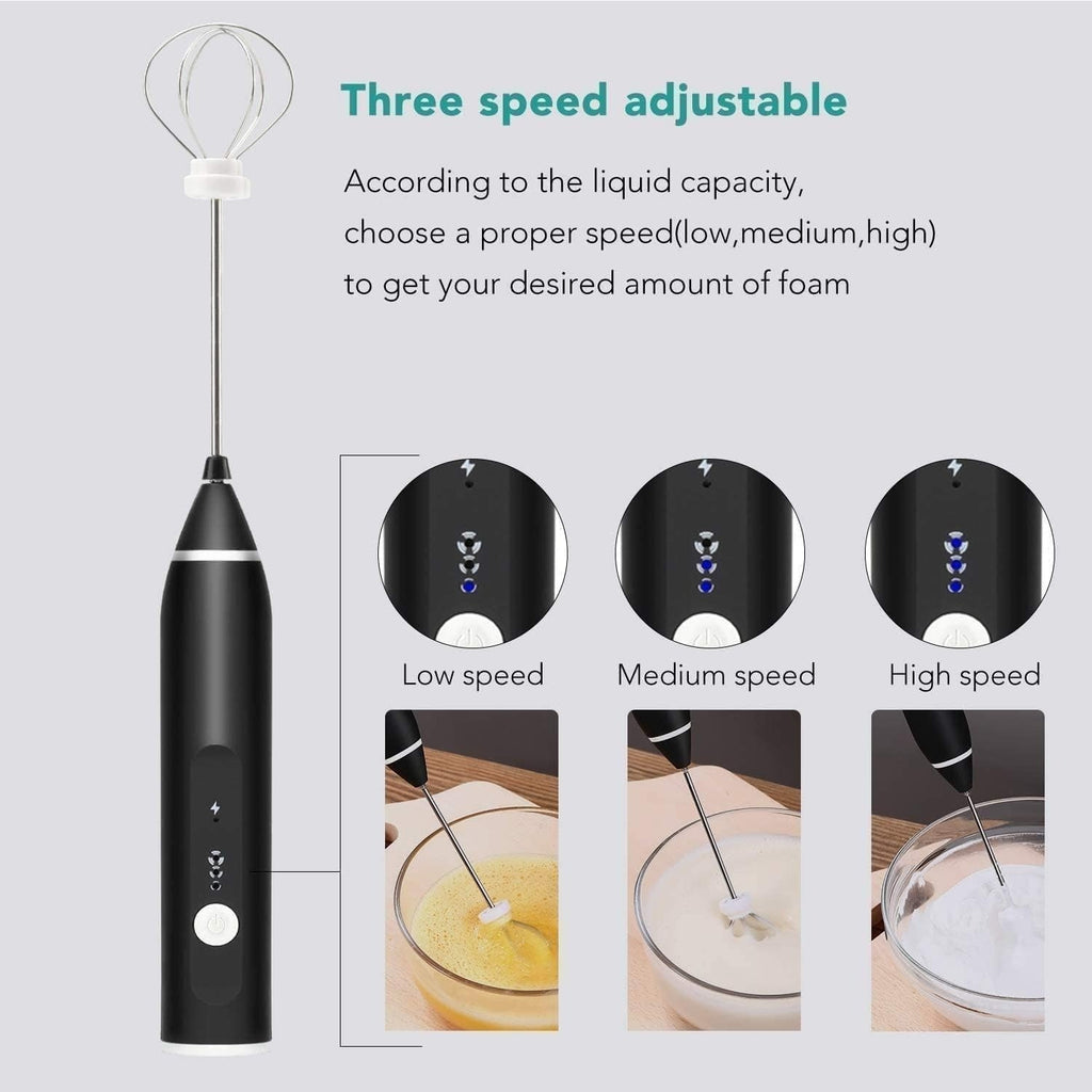 2 in 1 Rechargeable Milk Frother Wand (Black) - DGN Mart