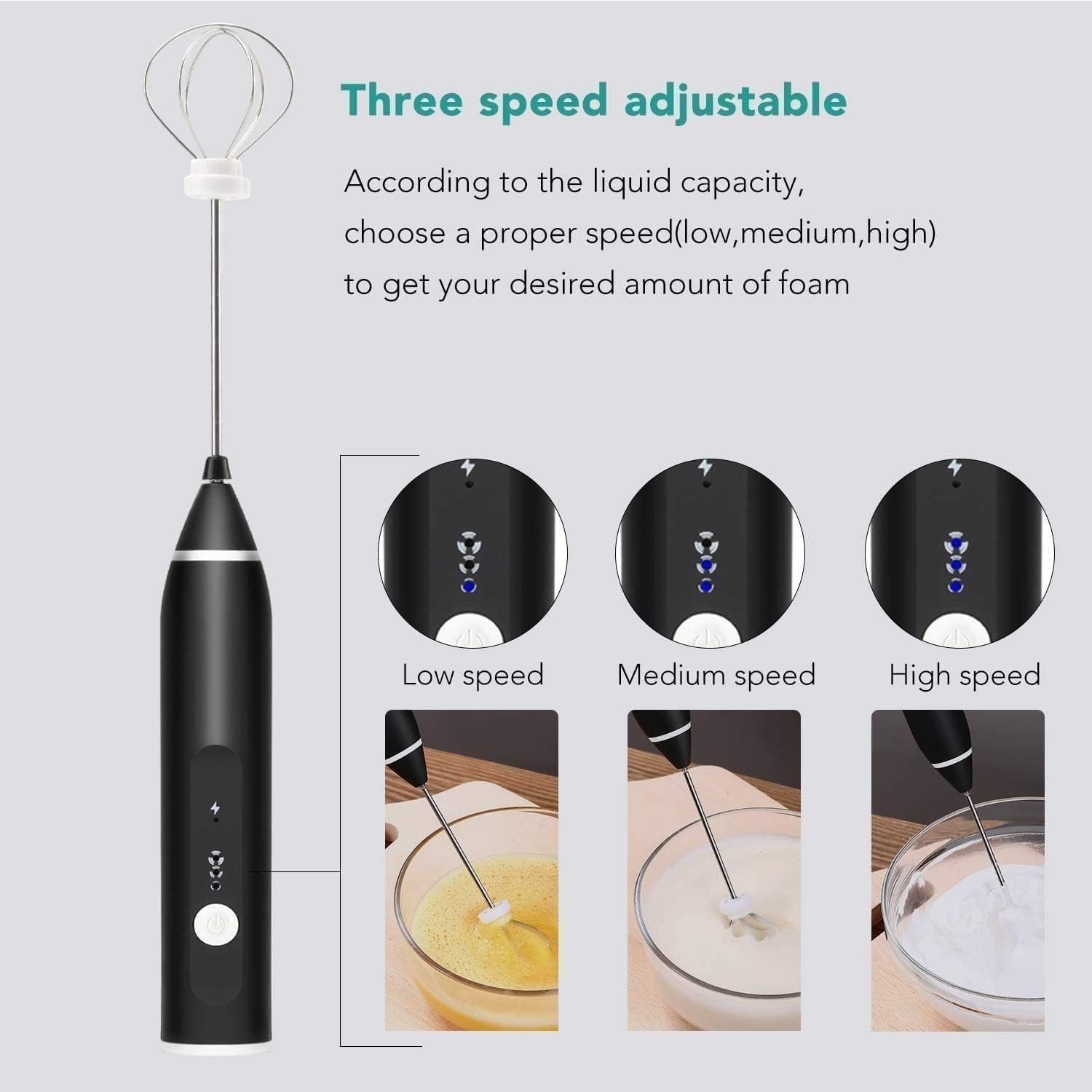 2 in 1 Rechargeable Milk Frother Wand (Black) - DGN Mart