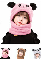 Kids Winter Panda Wool Cap With Neck Warmer (Random Color) - DGN Mart