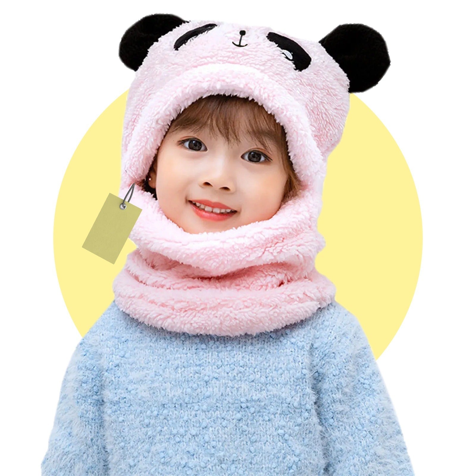 Kids Winter Panda Wool Cap With Neck Warmer (Random Color) - DGN Mart