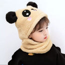 Kids Winter Panda Wool Cap With Neck Warmer (Random Color)