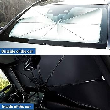 Car Sun Shade Umbrella – Foldable Windshield Sun Protector UV Block Heat Resistant Cover for Cars