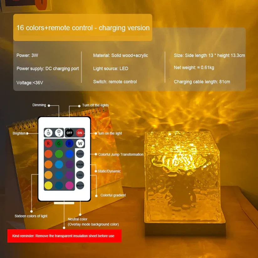 Dynamic Water Ripple Lamp Projector with RGB colors, Underwater Effect - DGN Mart