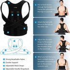 DGN Mart adjustable posture corrector belt for men and women providing back support and pain relief, shown worn on a person.