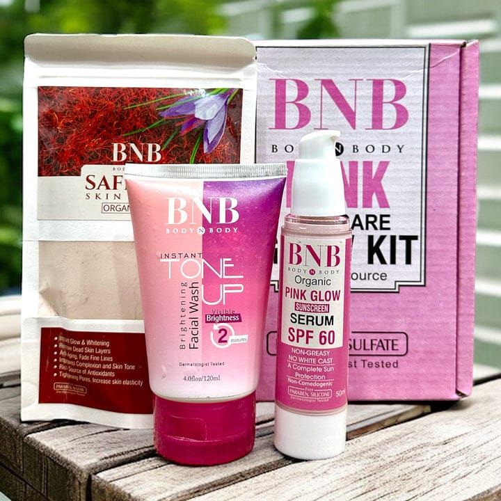 PACK OF 3BNB Pink Glow Kit Tone One Up Facial Wash Saffron Face Mask Pink Glow - DGN Mart