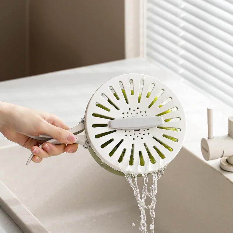 Folding Handle Drain Basket with Lid Fruit Vegetable Washing Bowl - DGN Mart