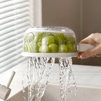 Folding Handle Drain Basket with Lid Fruit Vegetable Washing Bowl - DGN Mart