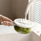 Folding Handle Drain Basket with Lid Fruit Vegetable Washing Bowl - DGN Mart