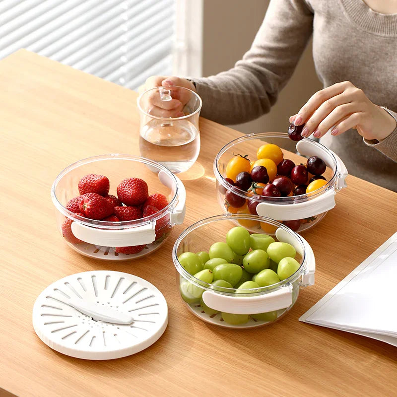 Folding Handle Drain Basket with Lid Fruit Vegetable Washing Bowl - DGN Mart